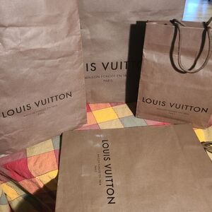 Lot Of 4 Louis Vuitton Paper Gift Bags, Shopping Bags Different Sizes Good Condi